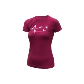 Sensor Merino Active Songbirds ženska majica s kratkimi rokavi, lila (L)