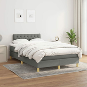 Greatstore Box spring postelja z vzmetnico temno siva 120x200 cm blago