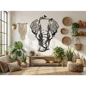 WallXpert metalni zidni ukras 5511, slon od krošnji drveca sa pticama, 71 x 90 cm, crni