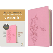 Biblia de Referencia En La Columna Central Ntv, Letra Grande Con Filament (Sentipiel, Rosa, Letra Roja)