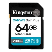 SDXC KINGSTON 64GB Canvas GO Plus, 200MB/s, C10, UHS-I, U3, V30