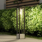 Lucande svetilka za pot Kalisa, E27, IP44, 70 cm, siva, kovina - Sodobni - temno siva (RAL 840-M), prosojna - Aluminij