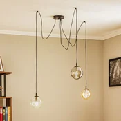 EMIBIG LIGHTING Visoka svetilka Glassy, 3-delna, decentralizirana, grafit/jantar/prozorna - Dnevna soba/jedilnica - Sodobni - črna, grafitna, jantar, prosojna - Steklo