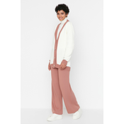Trendyol Dried Rose Stripe Detailed Cardigan-Pants Knitwear Set