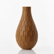 shumee Geometrična rjava dekorativna vaza z elegantnim šesterokotnim vzorcem
