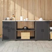 vidaXL Kuhinjski set za shranjevanje 3 pcs Črna 210 x 50 x 92 cm