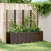Vrtna sadilica s rešetkom smeda 160 x 40 x 140 cm PP