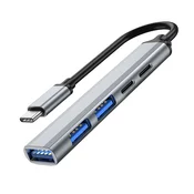 FAST ASIA USB 3.1 kabl tip-C na 3xHUB 3.0+TIP C+ PD sivi