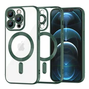 Ovitek Techsuit Luxury Crystal MagSafe za iPhone 12 Pro Max - temno zelen