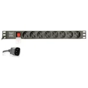 Gembird c14 eg-pdu-014-c14 produzni kabl sa zastitom 8 uticnica 10a, pdu 1u 3m