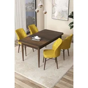 Hanah Home Set Trpezarijski sto i 4 stolice Arp, Žuto-braon