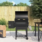 Vidaxl Peletni žar s spodnjo polico črn 94 cm železo