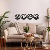 WallXpert metalni zidni ukras 5187, cetiri elementa (zemlja, voda, vazduh, vatra) u 4 kružna panela, 30 x 30 cm, crni
