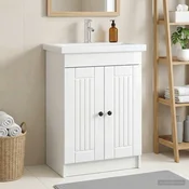 vidaXL vidaXL Omarica pod umivalnikom Bela visok sijaj 56 x 37,5 x 81 cm, (5000246358)