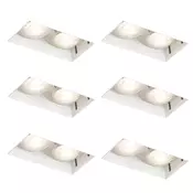 Komplet 6 vgradnih reflektorjev belih GU10 50 mm 2-lučni brez okvirja - Oneon