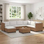 8 kos Ratan lounge set s blazinami GENDT Naravni rattan Naravna