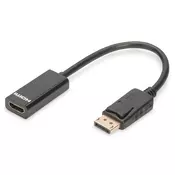 DisplayPort adapter cable, DP - HDMI type A M/F, 0.15m,w/interlock, DP 1.1a, bl