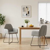 vidaXL Jedilni stoli 2 pcs Žamet Svetlo siva 55 x 50 x 84 cm