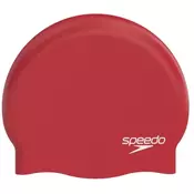 Speedo plain moulded silicone swimming cap red