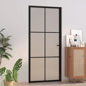 Vidaxl vidaXL Notranja vrata 93x201,5 cm črno matirano steklo in aluminij