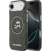 Maska Karl Lagerfeld IML Glitter Karl & Choupette Heads Logo MagSafe za iPhone Air crna
