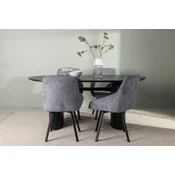 Venture Design Jedilna miza in stol komplet Isolde in Rosie, miza 180x90x75 cm, črna, siva