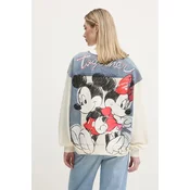 Bombažen pulover Desigual MICKEY MOUSE ženski, bež barva, 25SWSK39
