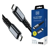 shumee 3MK Hyper kabel N-serije USB-C na USB-C Thunderbolt 4 2 m 48V/5A 240W črne barve