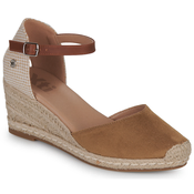 Xti za ženske. 14074607-TAUPE Rjave usnjene espadrile 140746 (40), Rjava, 5 do 8 cm, Semiš, Zaponka, Priložnostno, Eko usnje