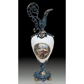 Casa Padrino luxury baroque vase in wine jug shape blue/white/multicolored/gold 20 x H. 60 cm - Handmade baroque style flower vase - Baroque decorative accessories - Noble & Magnificent