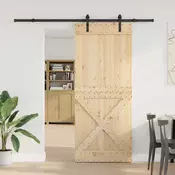 vidaXL Drsna vrata NARVIK Naravna in črna 95 x 210 cm (213,5 cm)