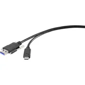 Renkforce Renkforce USB 3.0 priključni kabel [1x USB 3.0 vtič A-1x USB-C™ vtič] 1 m črne barve navojni