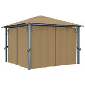 Sjenica sa zastorom 300 x 300 cm smede-siva aluminijska