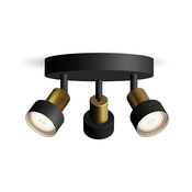 Philips - Reflektor CONDUIT 3xGU10/5W/230V črna/medenina