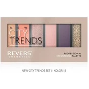 REVERS Paleta senčil za oči Revers City Trends s 15 odtenki, 6 mat in bisernih barv