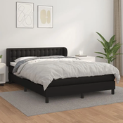 Greatstore Box spring postelja z vzmetnico črn 140x190 cm umetno usnje