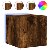 MAISON CHIC Stenska TV omarica - TV stojalo - Televizijska omarica z LED lučkami dimljeni hrast 30,5x35x30 cm, (21699930)