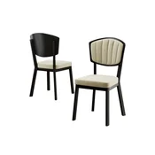Hanah Home set trpezarijskih stolica Nape 6 kom, krem tkanina Babyface, crne metalne noge