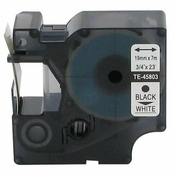 Toner123 Kompatibilen trak za Dymo D1 45803/LabelManager/LabelPoint/LabelWriter/Rhino/MobileLabeler 19mm (3/4) x 7m - črn izpis/bel trak