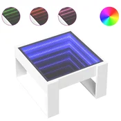 vidaXL Klubska mizica z neskončnimi LED bela 50x53x30 cm