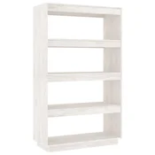 Vidaxl Knjižna omara za razdelitev prostora bela 80x35x135 cm borovina