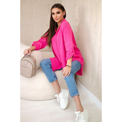 Kesi Włoski Cotton muslin shirt oversize pink