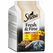Varčno pakiranje Sheba Fresh & Fine vrečke 72x50 g - Puran & piščanec v želeju
