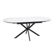 Miza Detroit 862 (Beli marmor) Črna, Beli marmor, 76x80x140cm, PodaljšanjePodaljšanje, Keramika, Kovina