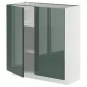 METOD Podni element s policama/2 vrata, bela/Kallarp tamna sivozelena visokog sjaja, 80x37 cm