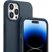 shumee Temno moder silikonski mehak ovitek za iPhone 14 Pro Max + 9H steklo