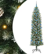 Vidaxl Umetno vitko božično drevo med 300 LED Zelena in Bela 210 cm