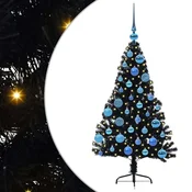 Vidaxl Umjetna preddekorirana božićna jelka Črna 120 cm PVC