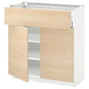 METOD / MAXIMERA Podni element s fiokom/2 vrata, bela/Askersund im. svetlog jasena, 80x37 cm