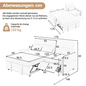 SONNENH Kavč, ženilja, bež, 176 x 148 x 83 cm, naslonjalo, za dnevno sobo